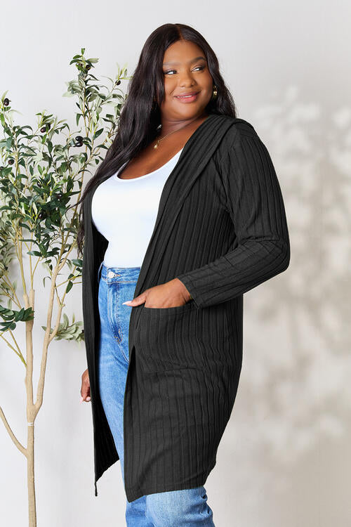 Hooded Cardigan- 5 Colors (Black, Brick, Blue, Green, Pink)