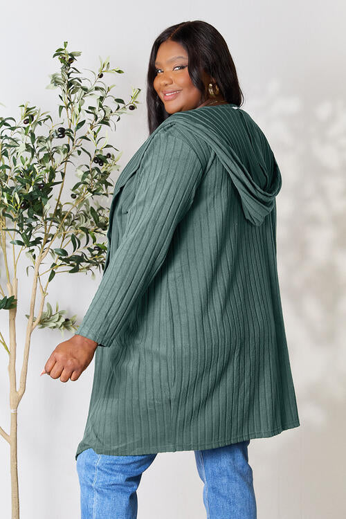 Hooded Cardigan- 5 Colors (Black, Brick, Blue, Green, Pink)