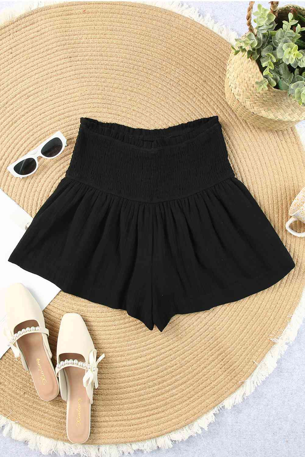 Instantly Cute Smocked Skirt- 3 Colors (Black, Apricot, Gray)
