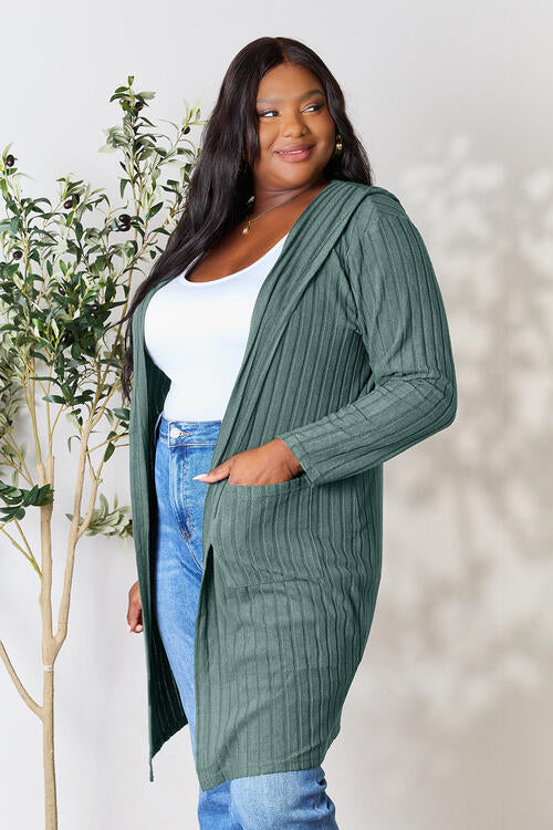 Hooded Cardigan- 5 Colors (Black, Brick, Blue, Green, Pink)