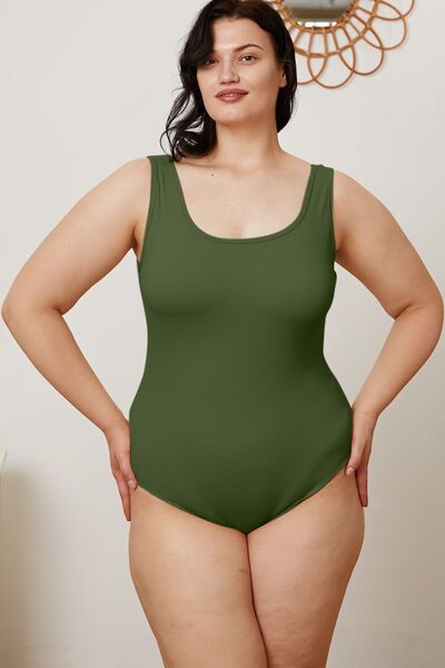 5 Colors- Square Neck Bodysuit (White, Black, Camel, Beige, Black Forest)