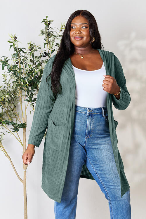 Hooded Cardigan- 5 Colors (Black, Brick, Blue, Green, Pink)