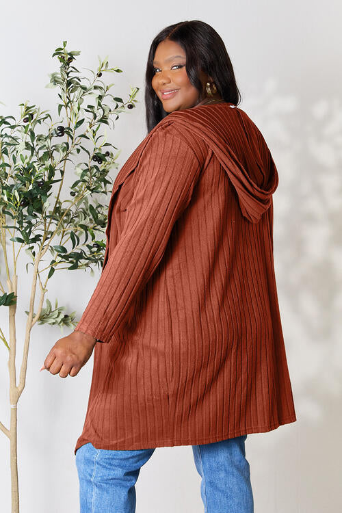 Hooded Cardigan- 5 Colors (Black, Brick, Blue, Green, Pink)