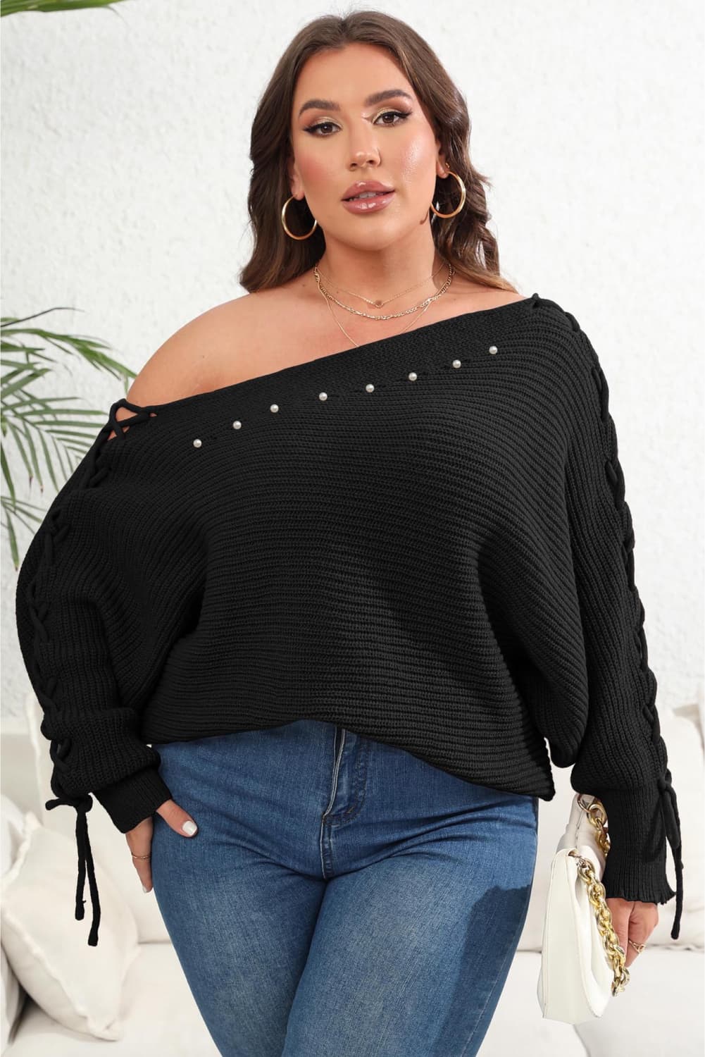 Perfectly Pearl Beaded Sweater- 2 Colors (Dusty Pink, Black)