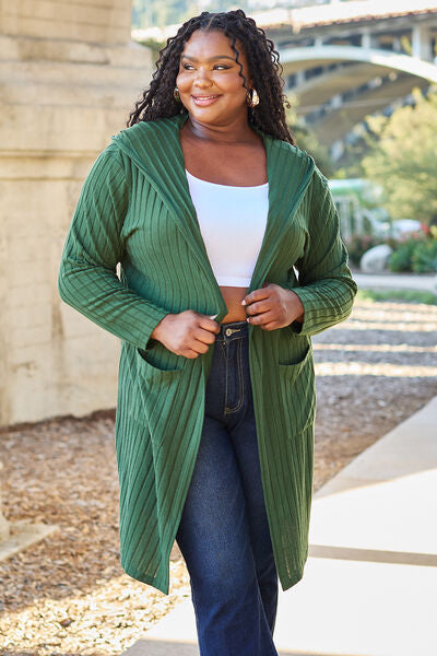 Hooded Cardigan- 5 Colors (Black, Brick, Blue, Green, Pink)