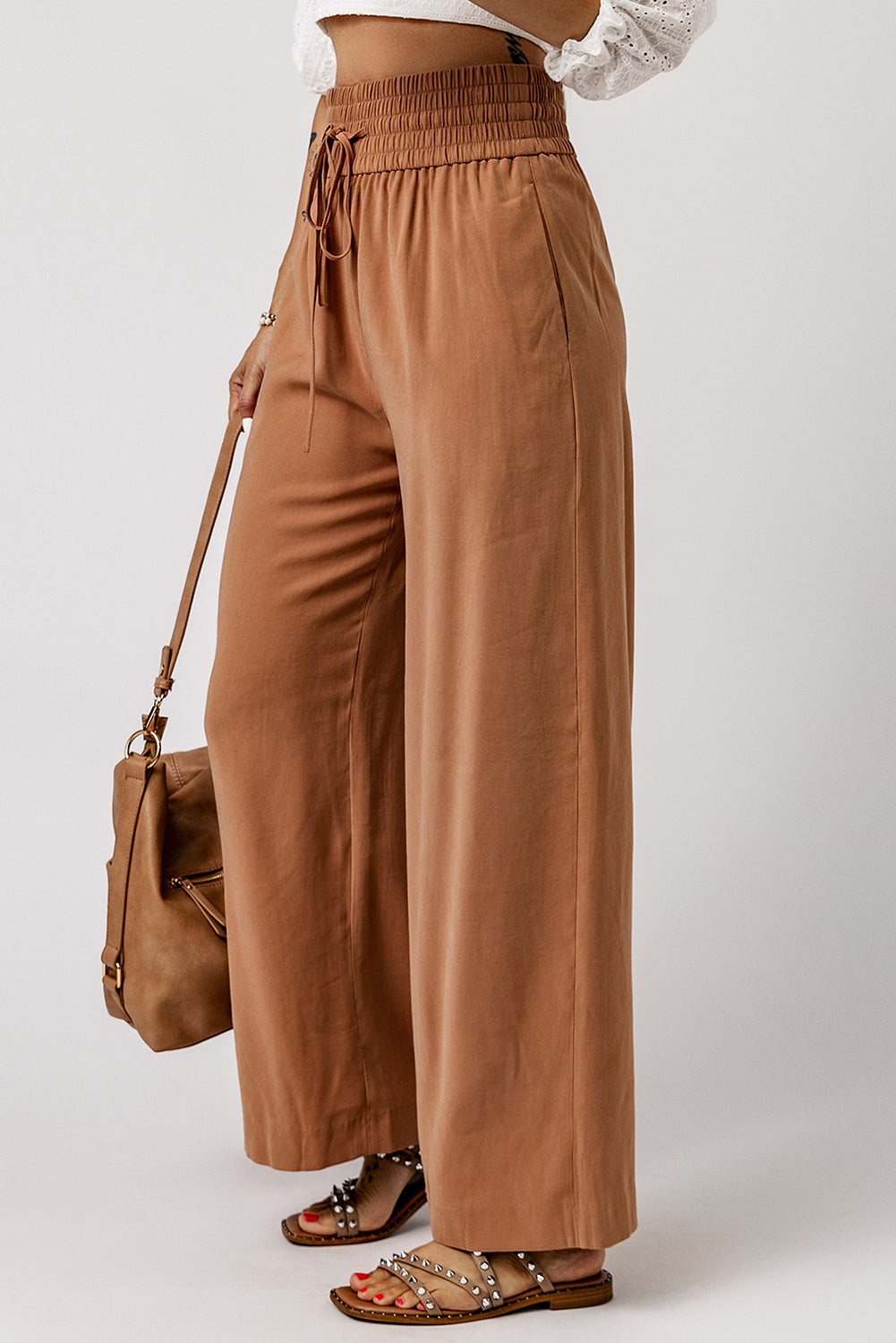 Sassy Smocked Wide Leg Pants- 3 Colors (Black, Tan, Teal)