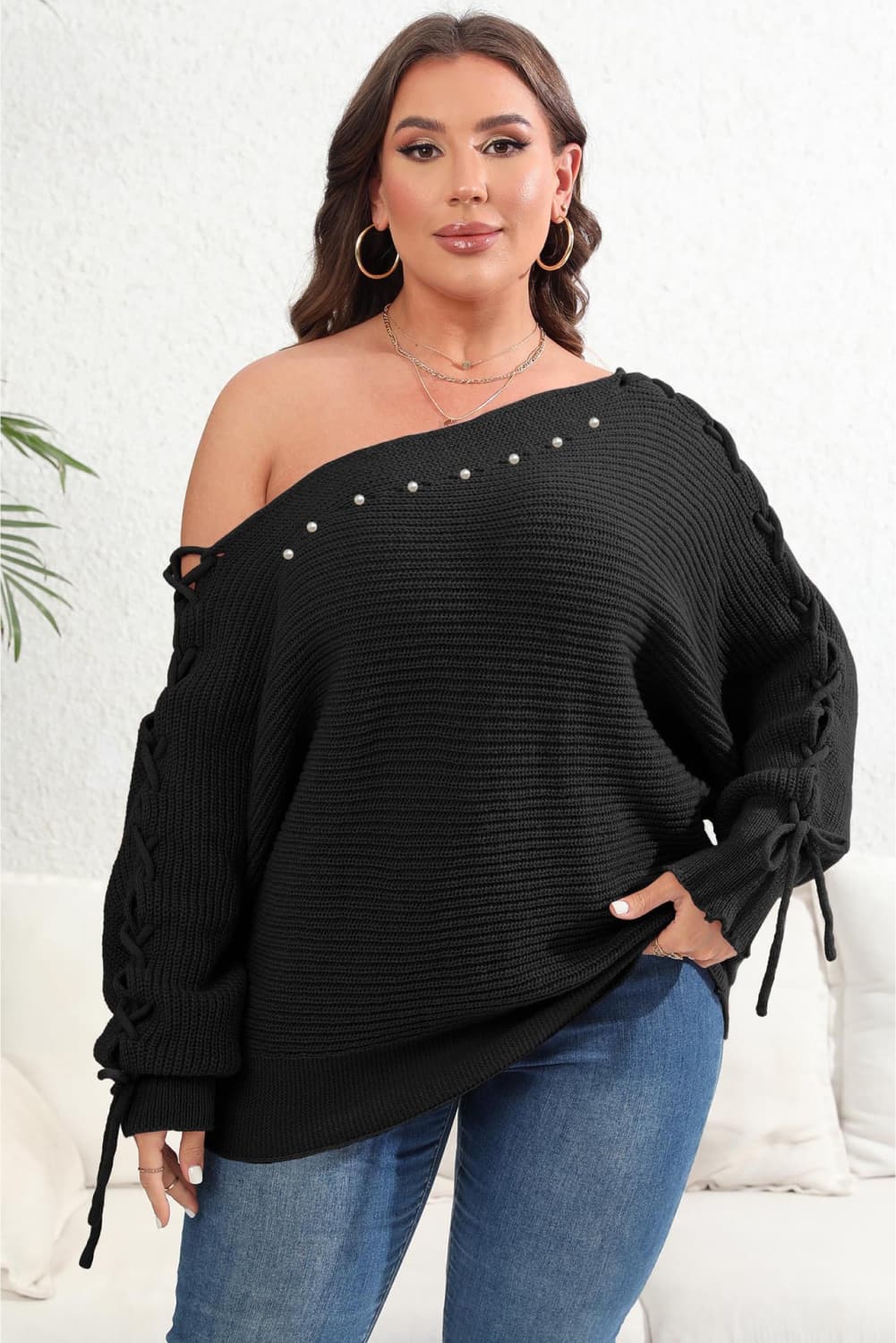 Perfectly Pearl Beaded Sweater- 2 Colors (Dusty Pink, Black)