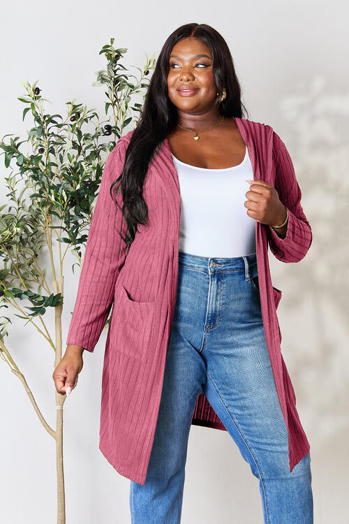 Hooded Cardigan- 5 Colors (Black, Brick, Blue, Green, Pink)