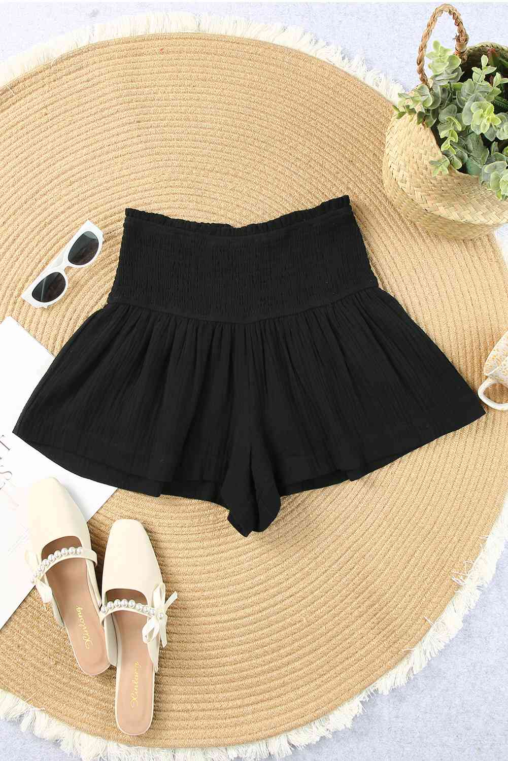 Instantly Cute Smocked Skirt- 3 Colors (Black, Apricot, Gray)