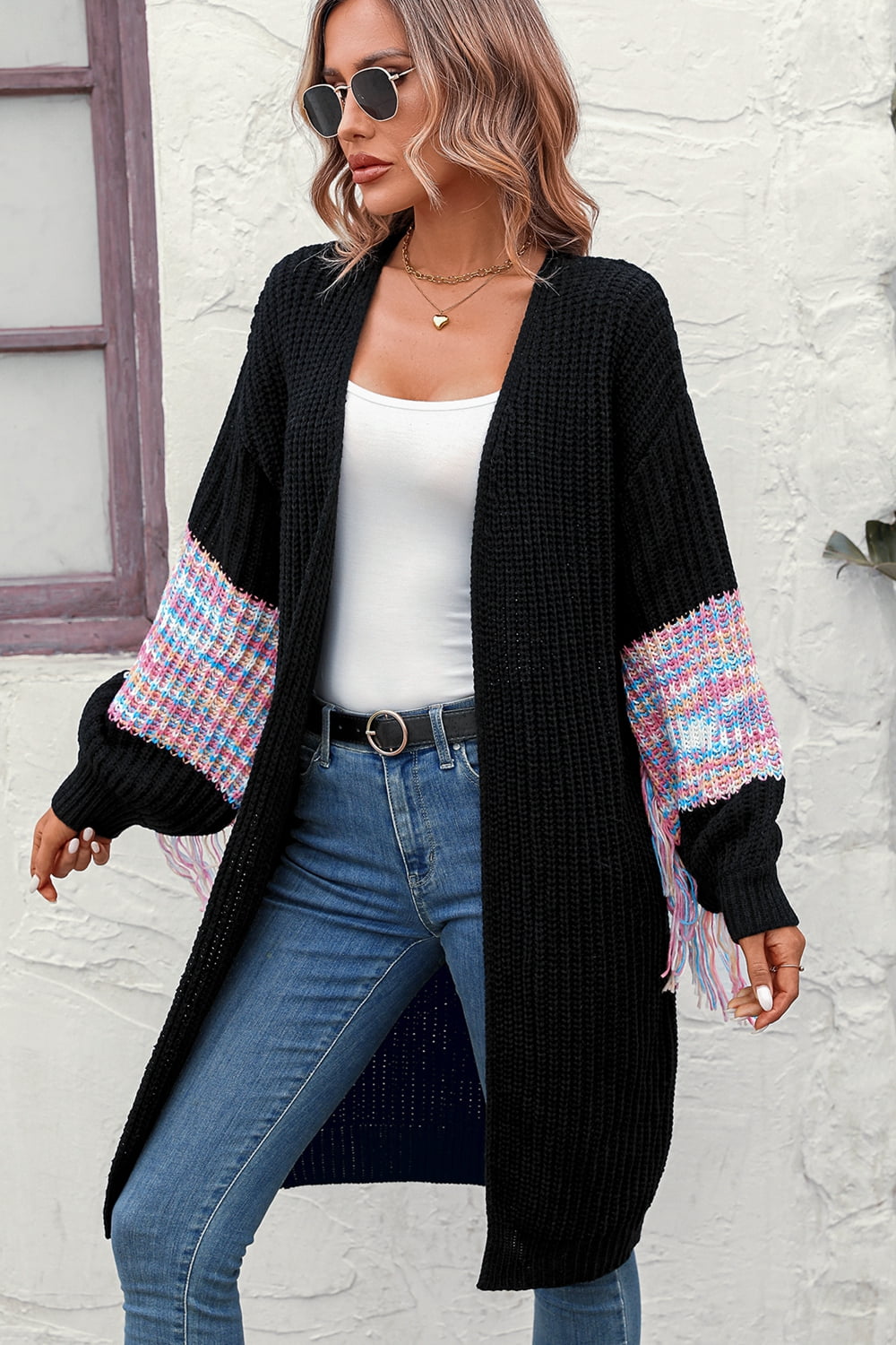 Happy Valley Fringe Cardigan- 3 Colors (Cloudy Blue, Dust Storm, Black)