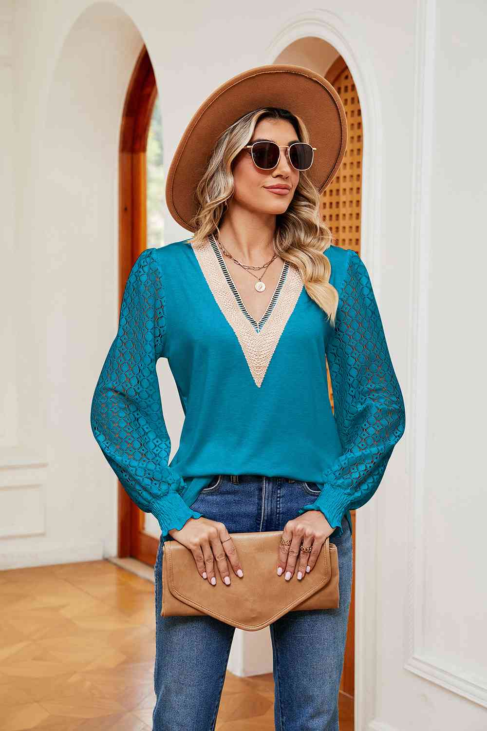 Breezy and Beautiful Blouse- 6 Colors (White, Peach, Black, Teal, Azure, Pink)