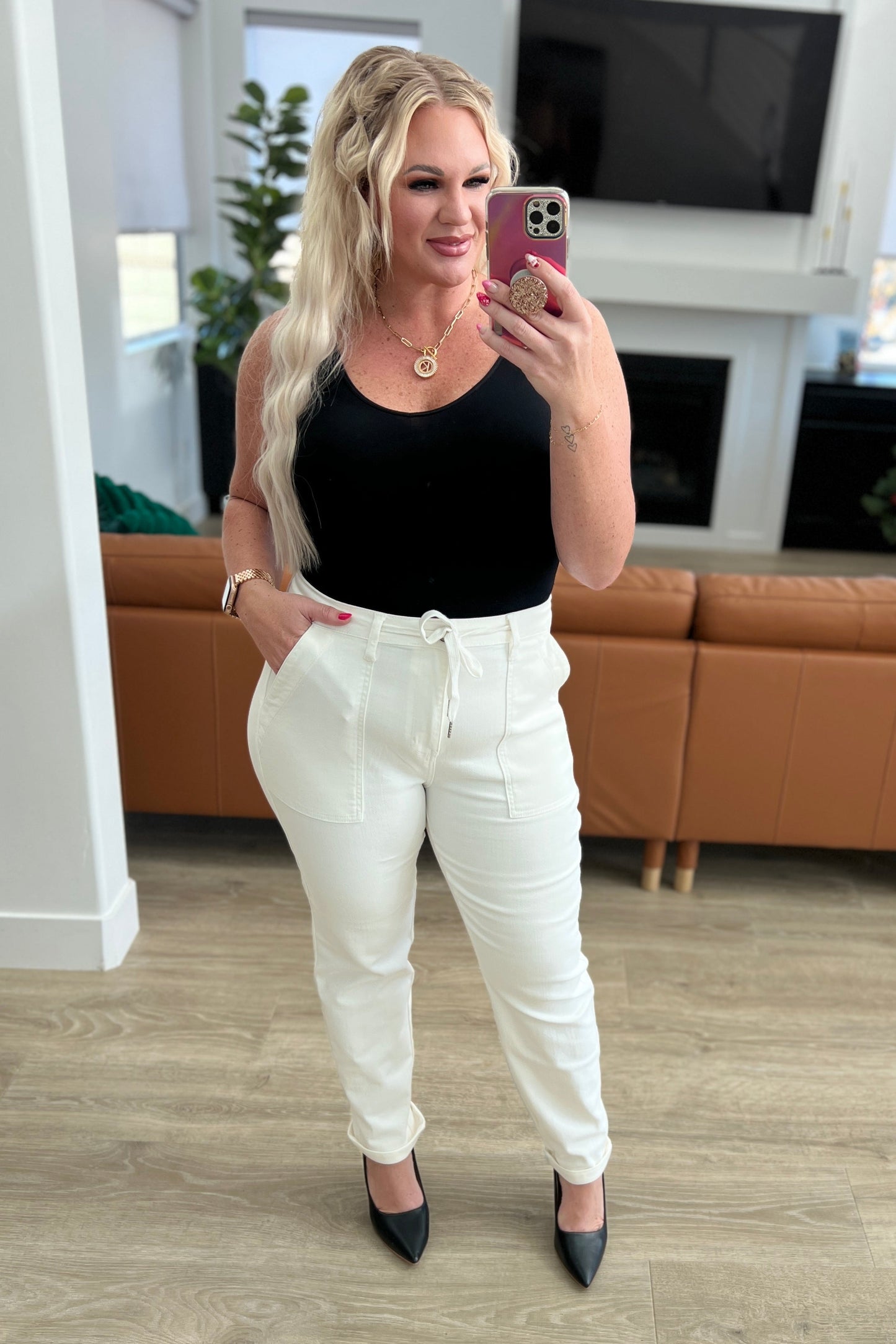 The Lynn- High Rise Contrast Thread Judy Blue Joggers