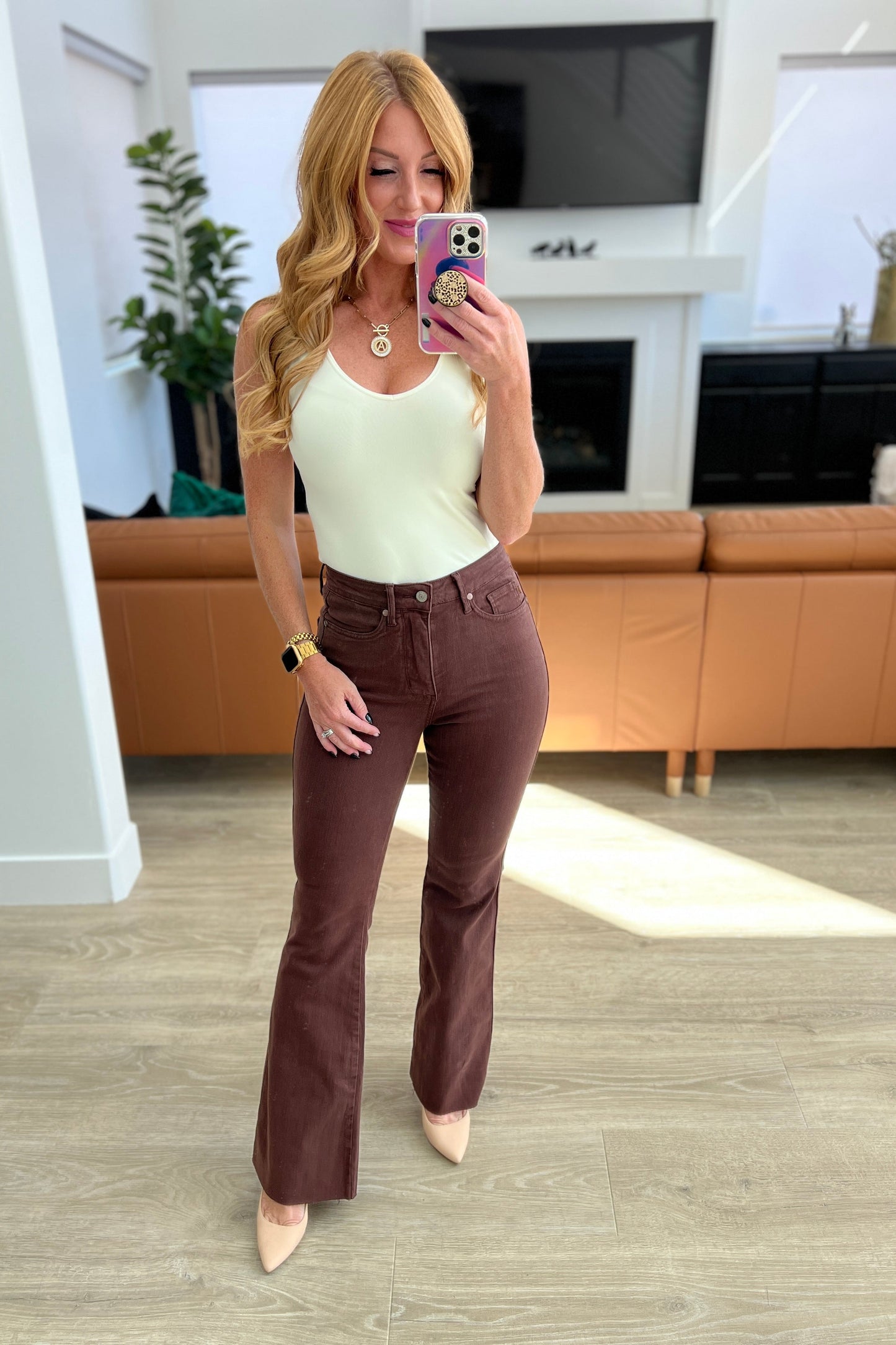 The Melanie- Tummy Control Espresso Exaggerated Bootcut Judy Blue Jeans