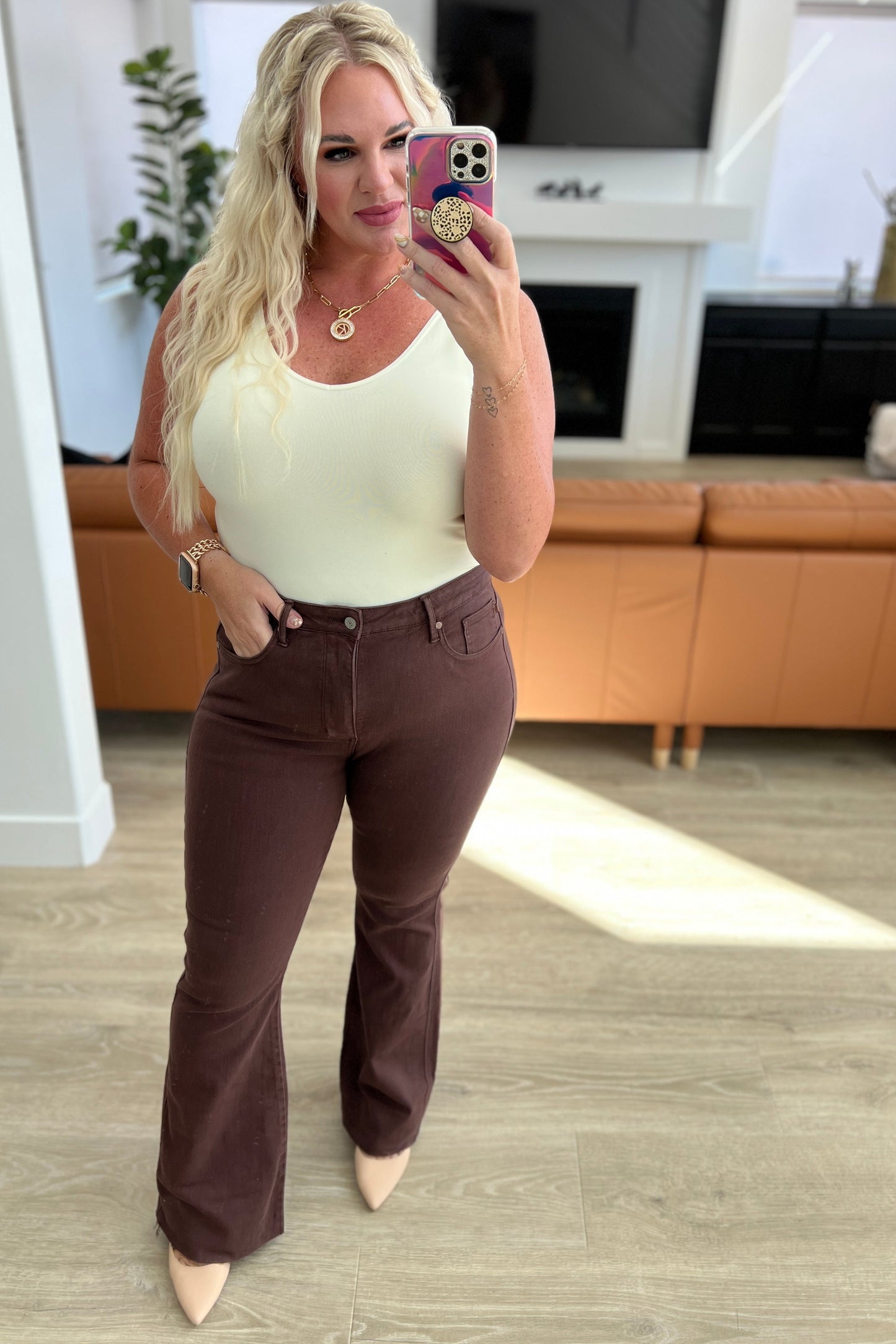 The Melanie- Tummy Control Espresso Exaggerated Bootcut Judy Blue Jeans