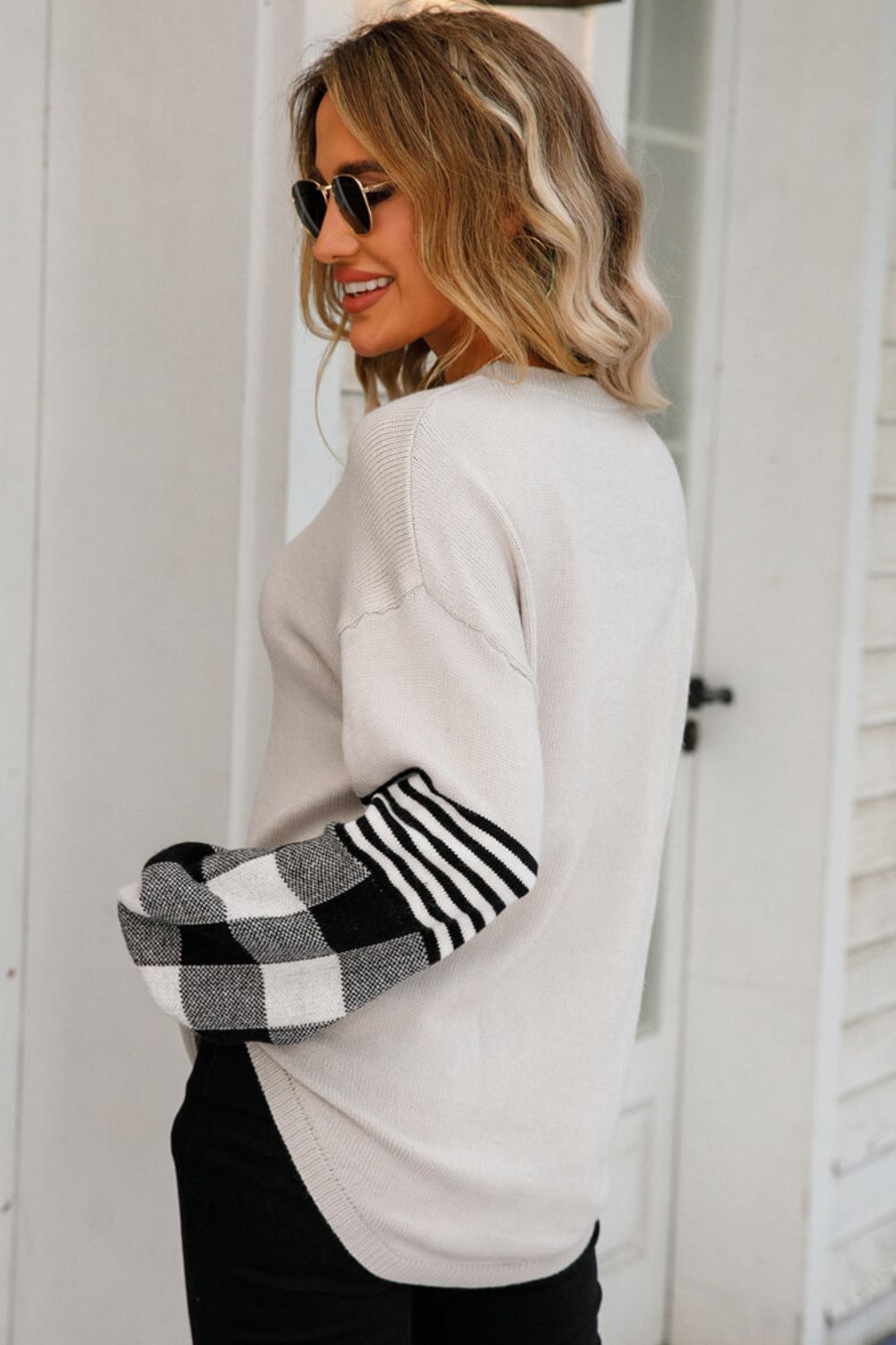 Plaid for the Season Sweater- 3 Colors (Black, Gray, Beige)