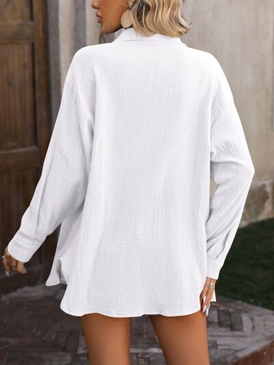 Chill Days Linen Button Up- 4 Colors (Pink, White, Tiffany Blue, Black)