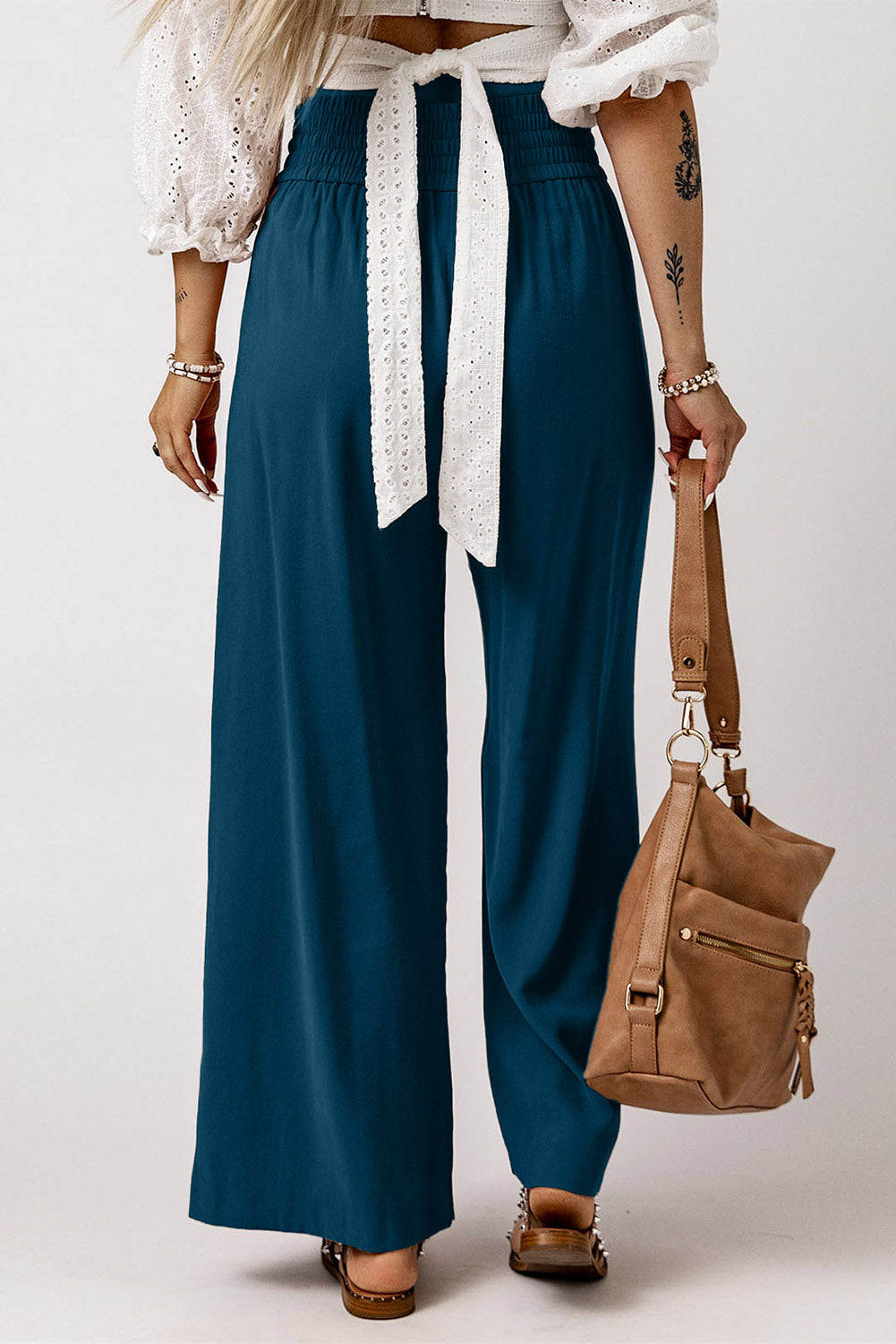 Sassy Smocked Wide Leg Pants- 3 Colors (Black, Tan, Teal)