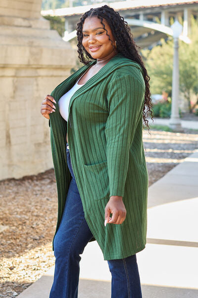 Hooded Cardigan- 5 Colors (Black, Brick, Blue, Green, Pink)