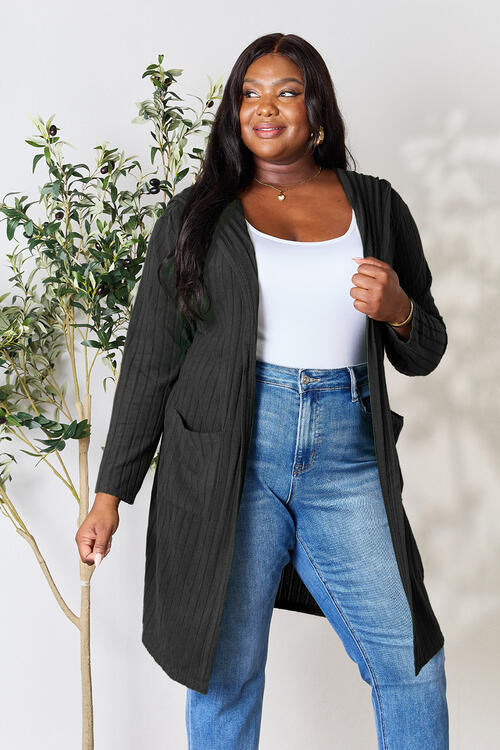 Hooded Cardigan- 5 Colors (Black, Brick, Blue, Green, Pink)