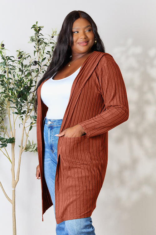 Hooded Cardigan- 5 Colors (Black, Brick, Blue, Green, Pink)