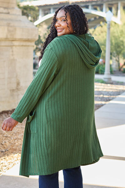 Hooded Cardigan- 5 Colors (Black, Brick, Blue, Green, Pink)