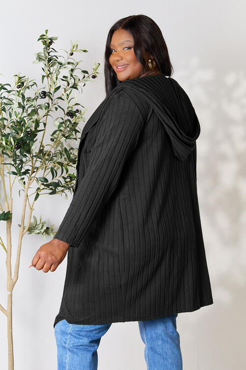 Hooded Cardigan- 5 Colors (Black, Brick, Blue, Green, Pink)