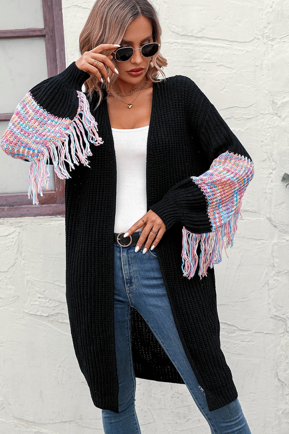 Happy Valley Fringe Cardigan- 3 Colors (Cloudy Blue, Dust Storm, Black)