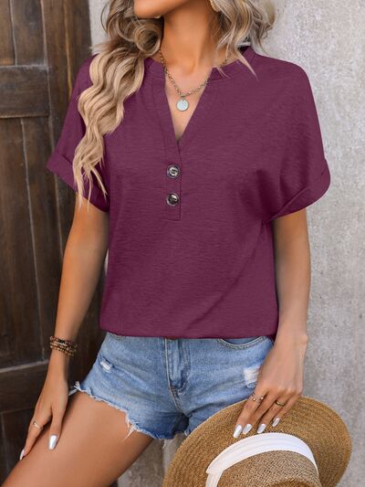 Beautifully Buttoned Top- 5 Colors (Blue, Black, Green, Pink, Plum)