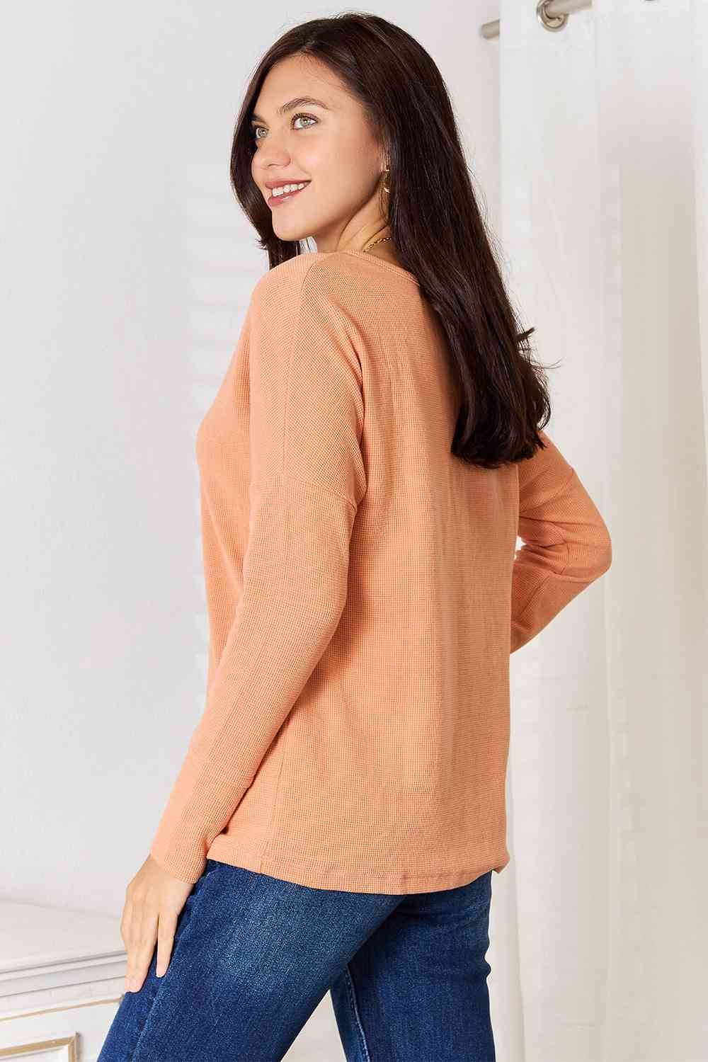 ~Half Button Long Sleeve Top