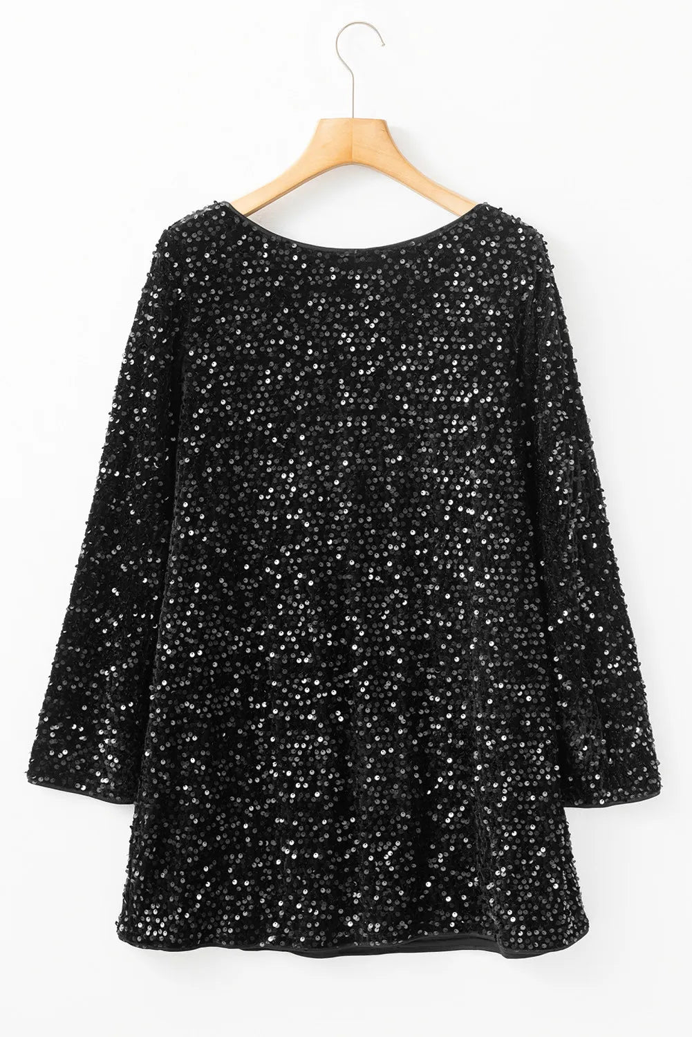 Sequin Round Neck Long Sleeve Mini Dress