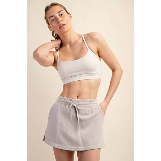 Beach Trip Skirt with shorts- Taupe S7026