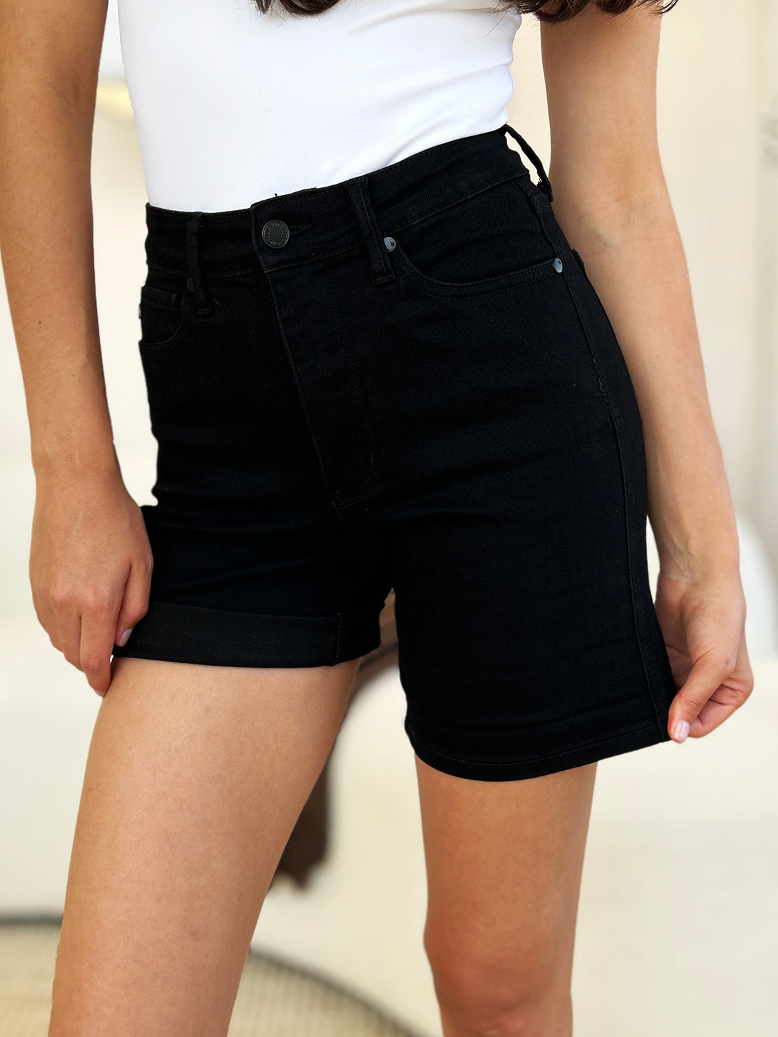 High Waist Tummy Control Cuffed Judy Blue Shorts