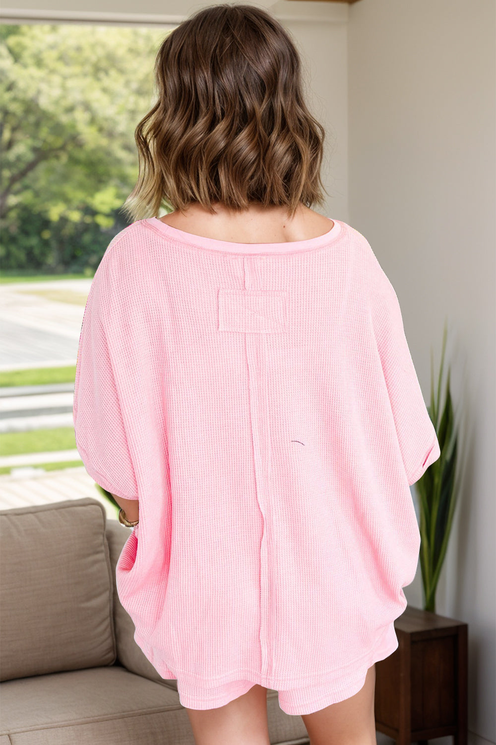 Stress Free Waffle-Knit Top and Shorts Set- 3 Colors (Pink, Black, Blue)