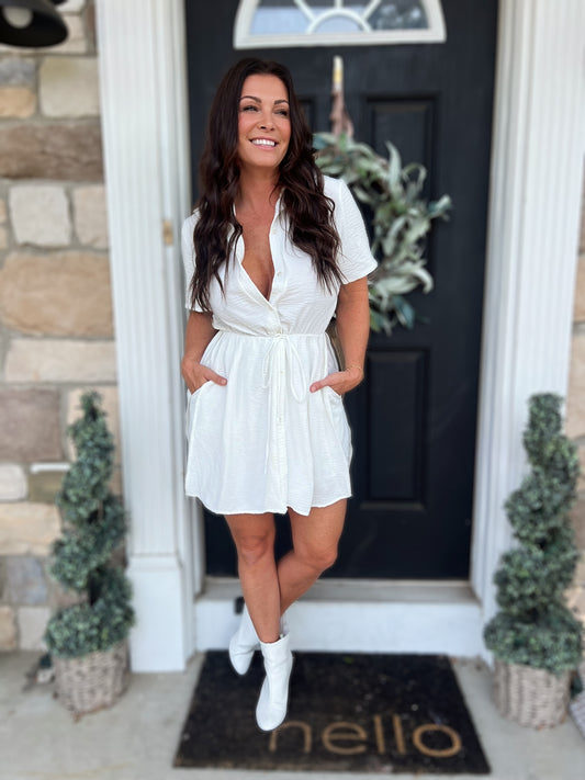 Fun in the Sun Romper Dress- White