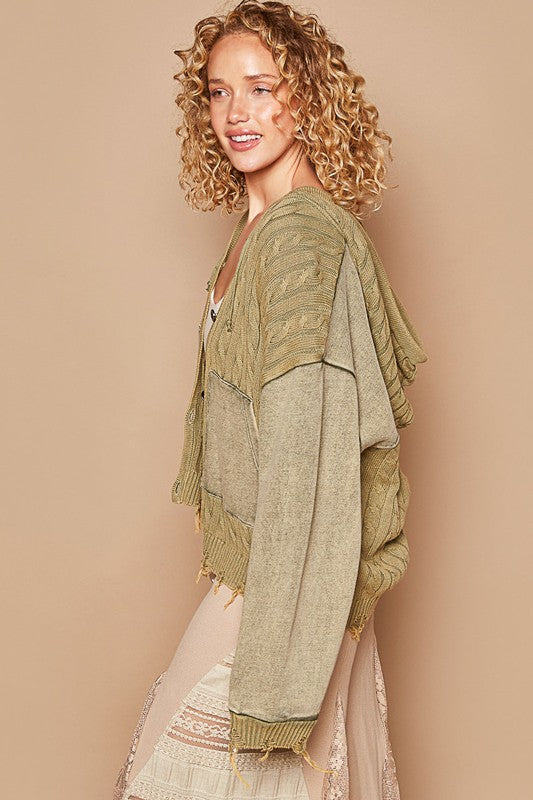 Olive Ambition POL Hooded Cardigan