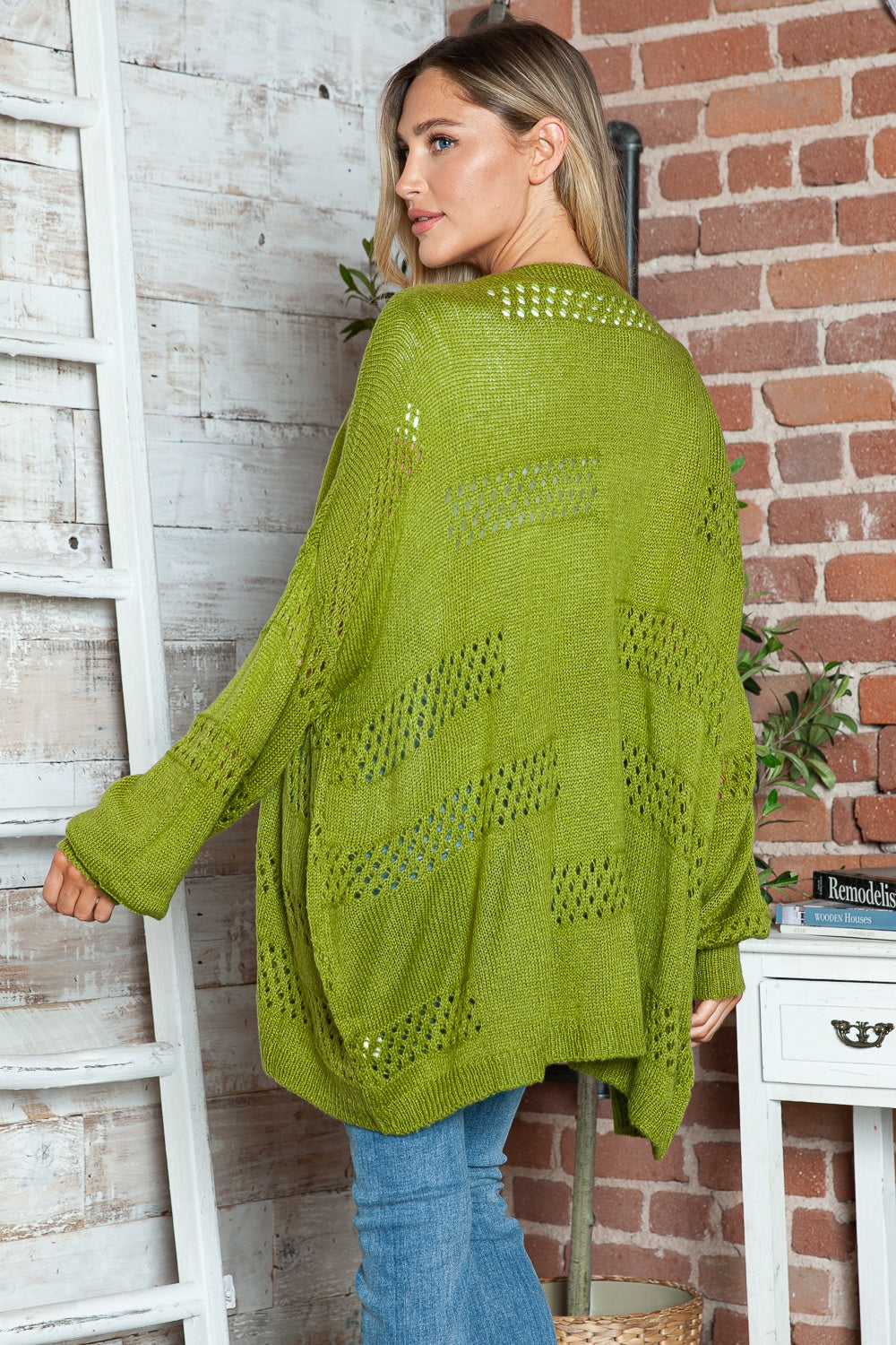 Openwork Long Sleeve Cardigan- 6 Colors (Matcha, Black, Lavender, Sand, Cloudy Blue, Cream)