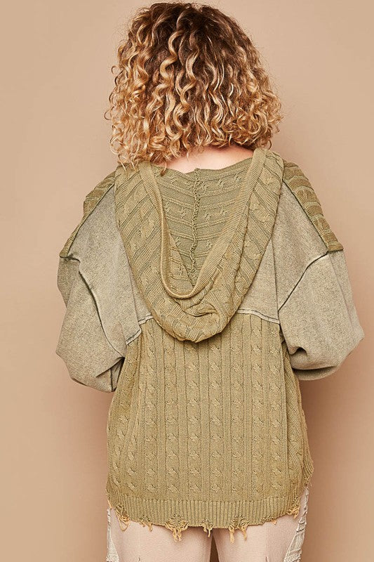 Olive Ambition POL Hooded Cardigan