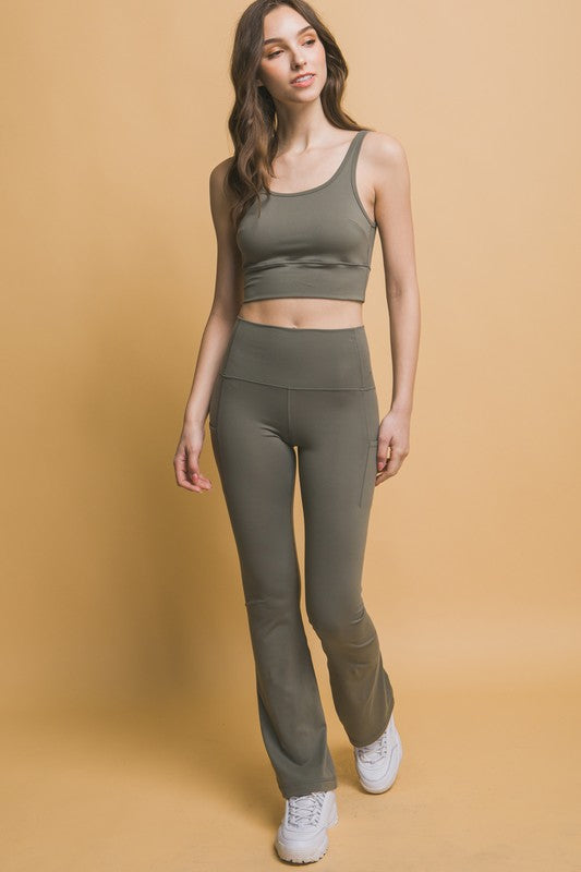 High Waist Flare Active Leggings with Pockets