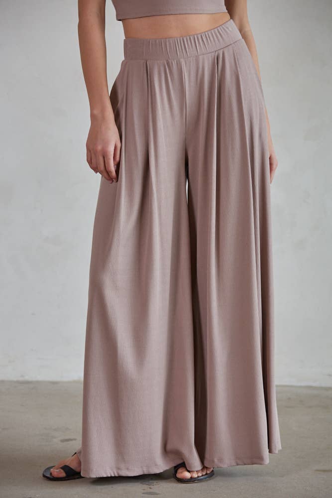 The Kali Wide Leg Pants- Light Mocha