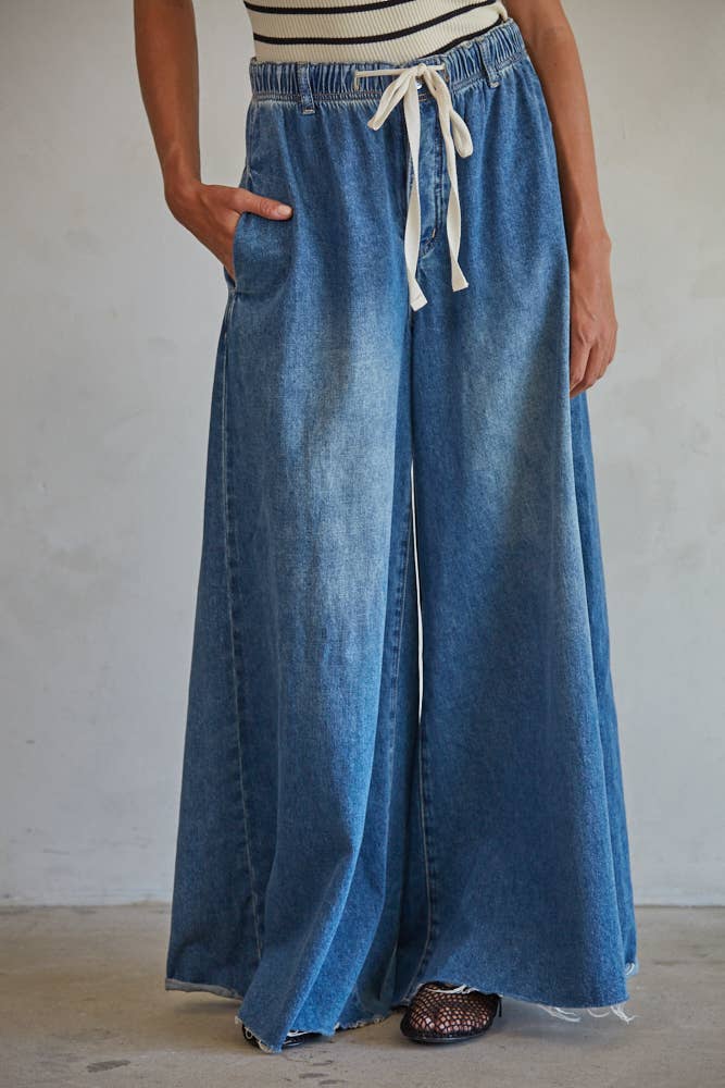 Tulum Wide Leg Jeans- Dark Denim