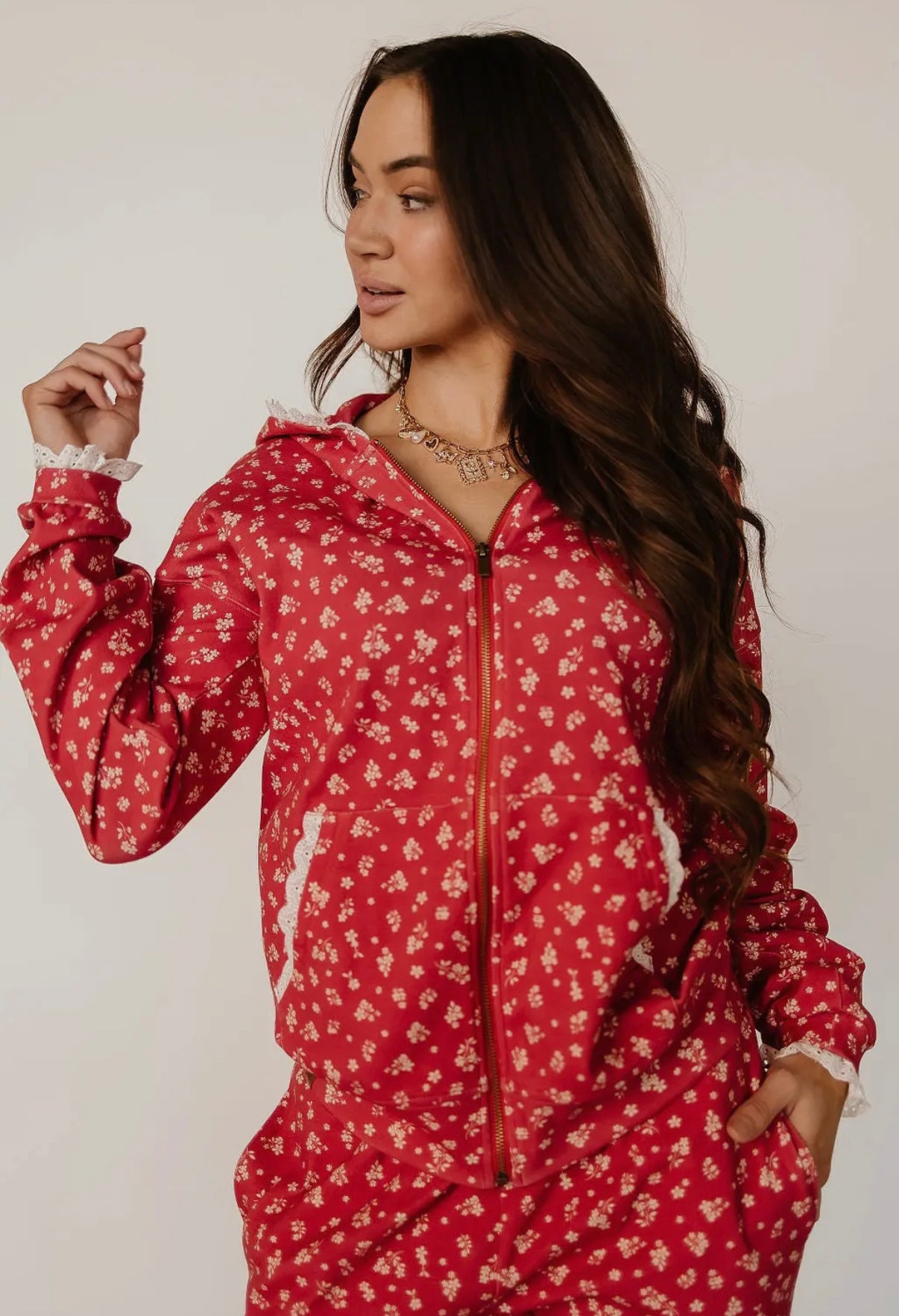 Ampersand Cherry Blossom University Zip Up Hoodie