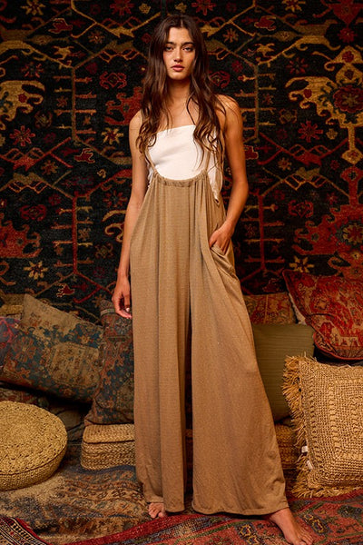 After Dark Jumpsuit- Taupe