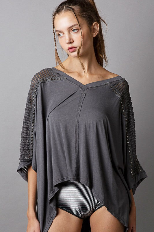 Crochet & Lace for Summer Top- Iron Grey