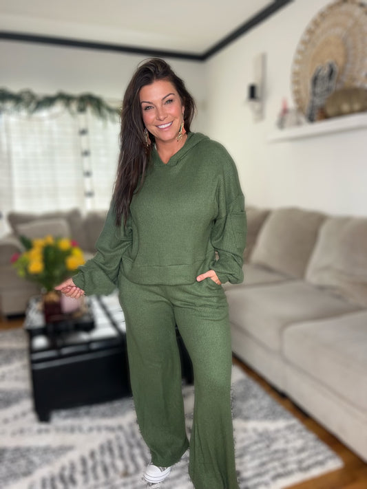 Olive Fall Hooded Outfit
