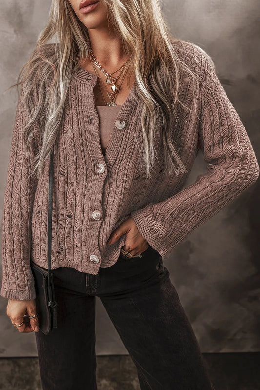 Better Days Button Up Cardigan- Cool Mocha
