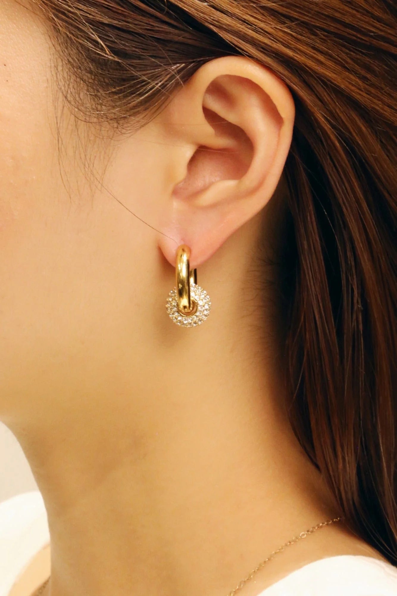 Gold 14K Double Delight Hoop Earrings