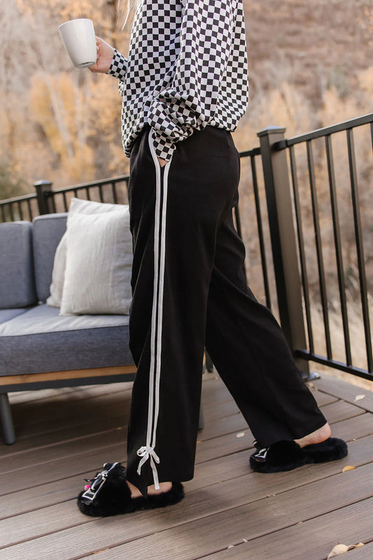 Ampersand Bow Tie Wide Leg Pants- Black/White