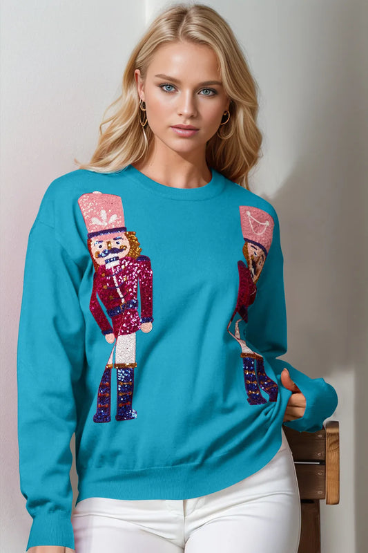 Son of a Nutcracker Sequin Top- Blue