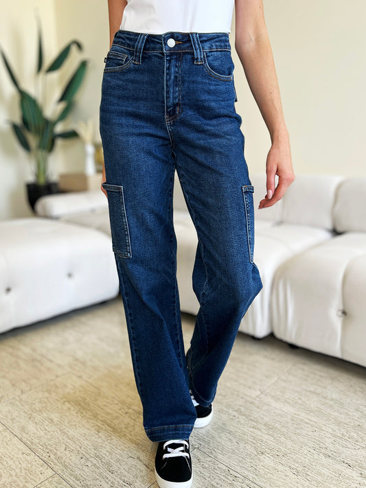 The Jeanne- Waist Straight Cargo Judy Blue Jeans