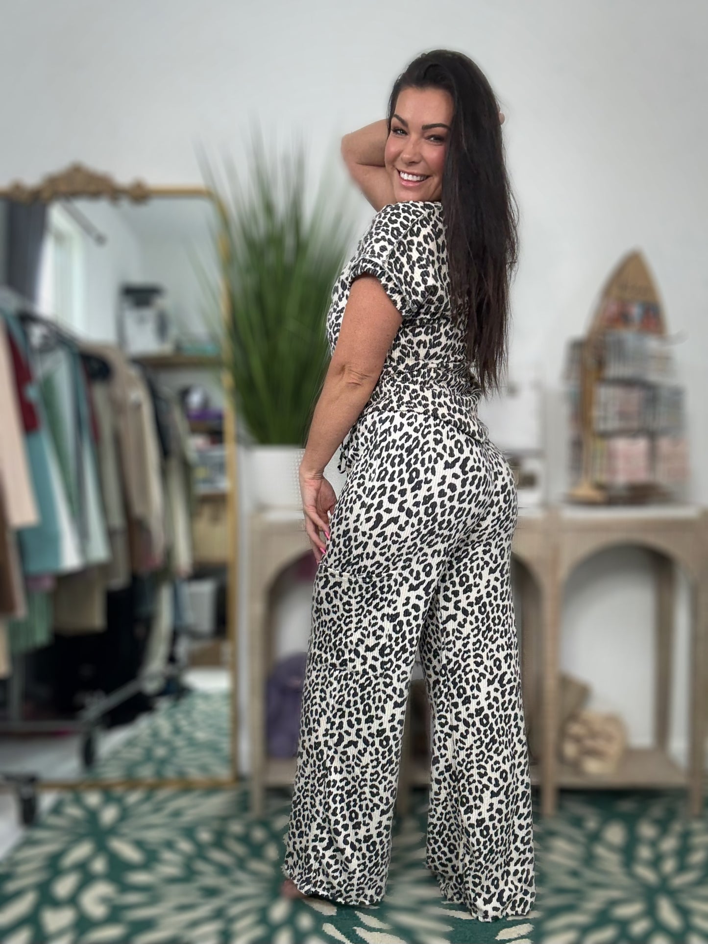 Beige leopard pants